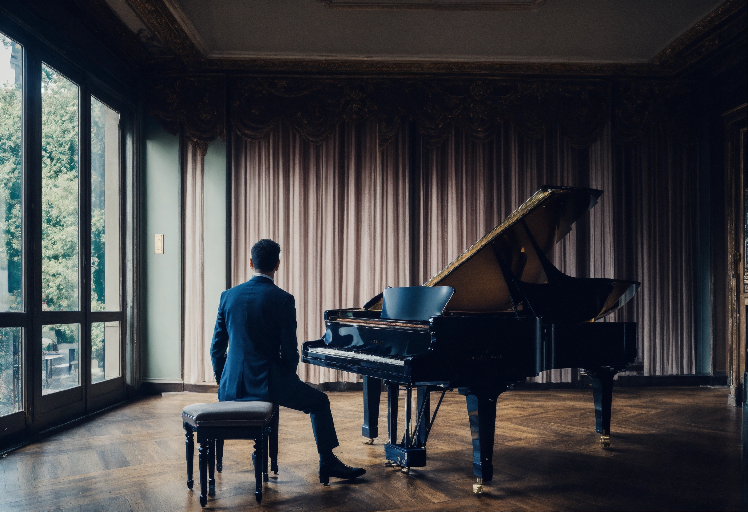 Personne vue en frontal depuis un piano.