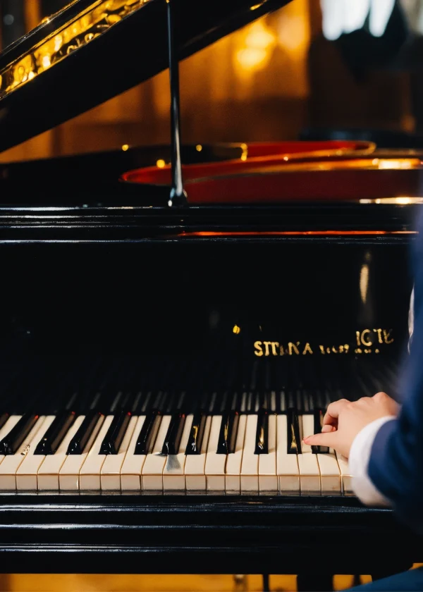 Personne vu de face depuis un piano